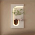 Modern LED Wall Décor Shelf with Plant Vase & Artistic Design Panel