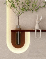 Modern LED Wall Décor Shelf with Plant Vase & Artistic Design Panel - Image 7