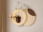 AS arts & handicraft Luxury Round LED Wall Art with Wooden Planter and Decorative Display Shelf