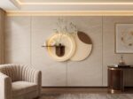 AS arts & handicraft Luxury Round LED Wall Art with Wooden Planter and Decorative Display Shelf - Image 2
