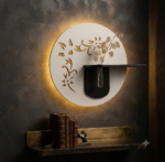 Modern LED Wall Decor with Shelf & Vase, Warm White Decorative Wall Light - Image 4