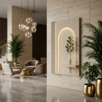 AS arts & handi craft Modern Arch LED Wall Art with Floating Shelf & Glass Vase – Luxury Minimalist Wall Decor - Image 2