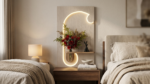 Luxury Crescent LED Wall Decor with Decorative Shelf & Floral Vase for Living Room, Hallway & Entrance - Image 8