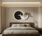 AS arts & handicraft Luxury Circular LED Wall Art with Floating Shelf & Glass Vase – Modern Designer Wall Decor - Image 5