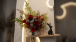 Luxury Crescent LED Wall Decor with Decorative Shelf & Floral Vase for Living Room, Hallway & Entrance - Image 4