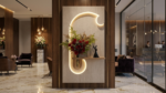 Luxury Crescent LED Wall Decor with Decorative Shelf & Floral Vase for Living Room, Hallway & Entrance - Image 5