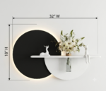 AS arts & handicraft Luxury Circular LED Wall Art with Floating Shelf & Glass Vase – Modern Designer Wall Decor - Image 4
