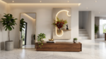 Luxury Crescent LED Wall Decor with Decorative Shelf & Floral Vase for Living Room, Hallway & Entrance - Image 2