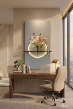 Modern LED Illuminated Floating Wall Mounted Glass Flower Vase with Ambient Halo Light for Living Room, Bedroom, Hallway & Office Home Décor - Image 4