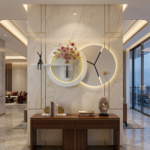 AS arts & handicraft Luxury Modern Designer Wall Clock with Decorative Floral Planter & Contemporary Round Wall Art - Image 2