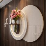AS arts & handicraft  Luxury Circular LED Wall Art with Floating Shelf & Glass Vase - Image 2