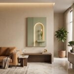 AS arts &  handicraft Luxury Modern LED Arch Wall Decor Panel with Glass Flower Vase & Floating Display Shelf - Image 6