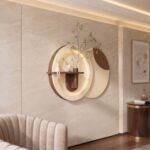 AS arts & handicraft Luxury Round LED Wall Art with Wooden Planter and Decorative Display Shelf - Image 6