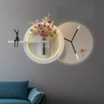 AS arts & handicraft Luxury Modern Designer Wall Clock with Decorative Floral Planter & Contemporary Round Wall Art