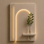 AS arts & handi craft Modern Arch LED Wall Art with Floating Shelf & Glass Vase – Luxury Minimalist Wall Decor