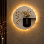 Modern LED Wall Decor with Shelf & Vase, Warm White Decorative Wall Light
