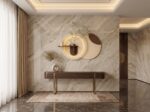 AS arts & handicraft Luxury Round LED Wall Art with Wooden Planter and Decorative Display Shelf - Image 8