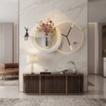 AS arts & handicraft Luxury Modern Designer Wall Clock with Decorative Floral Planter & Contemporary Round Wall Art - Image 3