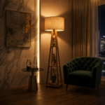 AS arts and  handicraft LumiNest Luxury Wooden Floor Lamp with 3-Tier Display Shelves - Image 9