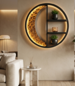 Luxury Moon Design LED Wall Shelf with Floating Display - Image 2