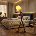 AS Arts And Handicraft Luxury Abstract Wooden Figurine Floor Lamp for Living Room, Bedroom & Modern Home Décor