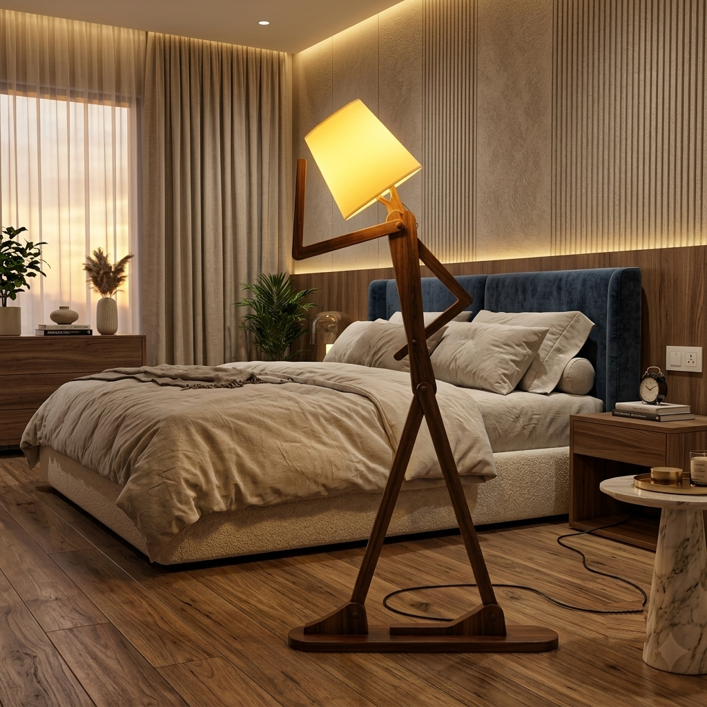 Gemini_Generated_Image_5kot765kot765kot AS Arts And Handicraft Luxury Abstract Wooden Figurine Floor Lamp for Living Room, Bedroom & Modern Home Décor - Image 1
