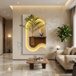Luxury Wooden LED Wall Decor Panel with Flower Vase Holder & Decorative Display Shelf - Image 2