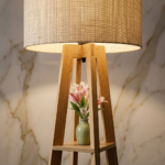 AS arts and  handicraft LumiNest Luxury Wooden Floor Lamp with 3-Tier Display Shelves - Image 5
