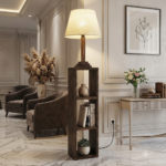 AS Arts And Handicraft Luxury Wooden Floor Lamp with Built-in Display Shelf for Living Room, Bedroom & Home Décor