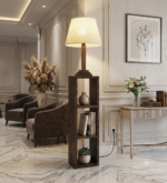AS Arts And Handicraft Luxury Wooden Floor Lamp with Built-in Display Shelf for Living Room, Bedroom & Home Décor
