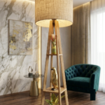 AS arts and  handicraft LumiNest Luxury Wooden Floor Lamp with 3-Tier Display Shelves - Image 4