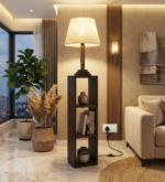 AS Arts And Handicraft Luxury Wooden Floor Lamp with Built-in Display Shelf for Living Room, Bedroom & Home Décor - Image 2