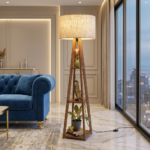 AS arts and  handicraft LumiNest Luxury Wooden Floor Lamp with 3-Tier Display Shelves - Image 8