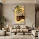 Luxury Wooden LED Wall Decor Panel with Flower Vase Holder & Decorative Display Shelf - Image 5