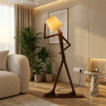 AS Arts And Handicraft Luxury Abstract Wooden Figurine Floor Lamp for Living Room, Bedroom & Modern Home Décor - Image 3