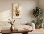 Luxury Dual Arch LED Wall Art with Floating Wooden Shelf & Glass Vase – Modern Ambient Wall Decor for Living Room, Bedroom, Hallway & Office - Image 2