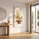 Luxury Dual Arch LED Wall Art with Floating Wooden Shelf & Glass Vase – Modern Ambient Wall Decor for Living Room, Bedroom, Hallway & Office - Image 7