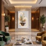 Luxury Dual Arch LED Wall Art with Floating Wooden Shelf & Glass Vase – Modern Ambient Wall Decor for Living Room, Bedroom, Hallway & Office - Image 5