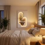 Luxury Dual Arch LED Wall Art with Floating Wooden Shelf & Glass Vase – Modern Ambient Wall Decor for Living Room, Bedroom, Hallway & Office - Image 8