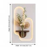 Luxury Dual Arch LED Wall Art with Floating Wooden Shelf & Glass Vase – Modern Ambient Wall Decor for Living Room, Bedroom, Hallway & Office - Image 6